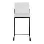 LumiSource Set di 3 Sgabelli da Bar Fuji con Schienale Alto Altezza Bancone Acciaio Nero/PU Bianco