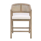 Christopher Knight Home Set di 2 Sgabelli da Bar Austin in Legno di Gomma, Imbottiti con Design in Cannetta e Schienale Curvo, Altezza Bancone, Frassino Chiaro