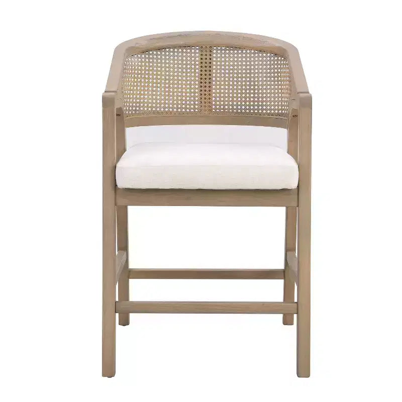 Christopher Knight Home Set di 2 Sgabelli da Bar Austin in Legno di Gomma, Imbottiti con Design in Cannetta e Schienale Curvo, Altezza Bancone, Frassino Chiaro
