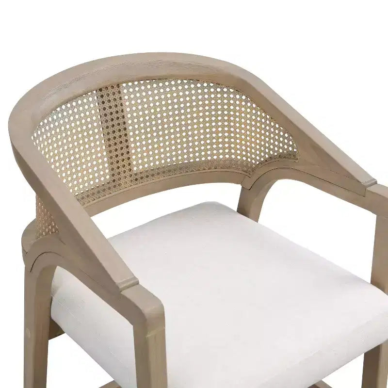 Christopher Knight Home Set di 2 Sgabelli da Bar Austin in Legno di Gomma, Imbottiti con Design in Cannetta e Schienale Curvo, Altezza Bancone, Frassino Chiaro