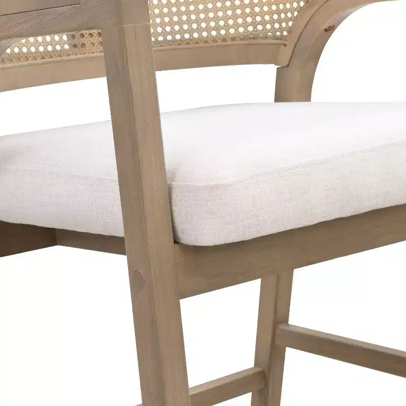Christopher Knight Home Set di 2 Sgabelli da Bar Austin in Legno di Gomma, Imbottiti con Design in Cannetta e Schienale Curvo, Altezza Bancone, Frassino Chiaro