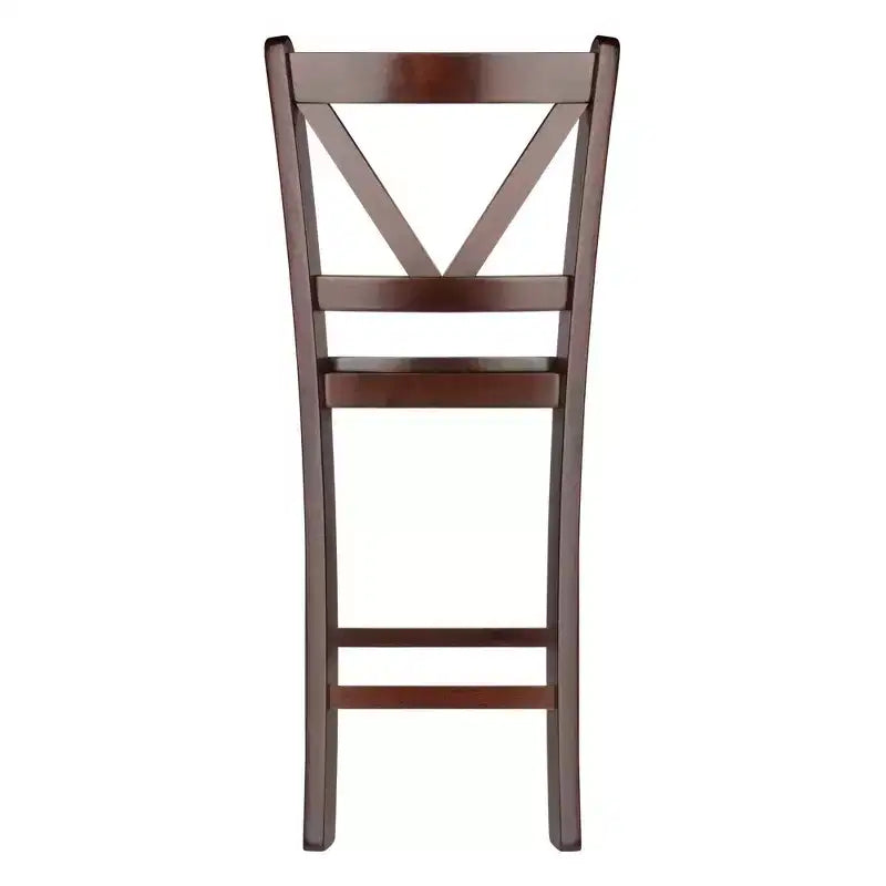 Set di 2 sgabelli da bar Victor con schienale a V da 61 cm (altezza bancone) in legno/noce - Winsome