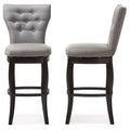 Baxton Studio 29" Leonice Fabric Upholstered Button Tufted Swivel Barstool Gray: Rubberwood Frame, Polyester Upholstery