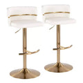 LumiSource Set of 2 Cinch Adjustable Barstools Gold/White PU