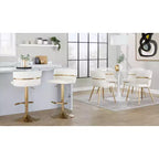 LumiSource Set di 2 sgabelli da bar regolabili Cinch Oro/PU bianco