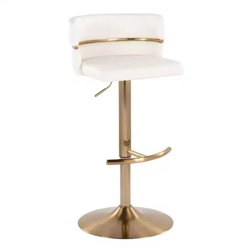 LumiSource Set di 2 sgabelli da bar regolabili Cinch Oro/PU bianco