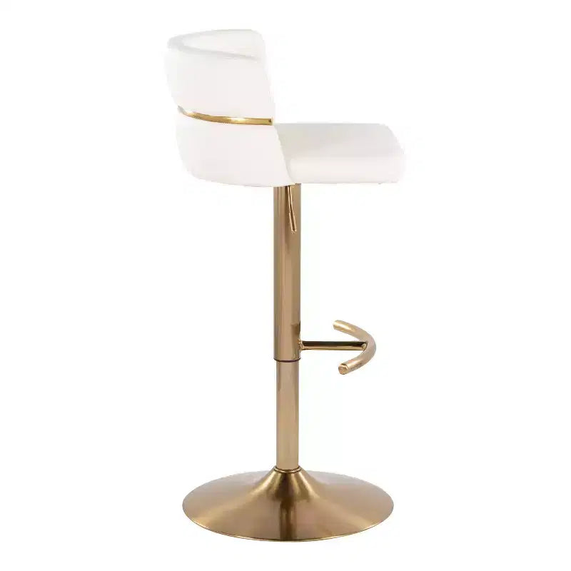 LumiSource Set di 2 sgabelli da bar regolabili Cinch Oro/PU bianco