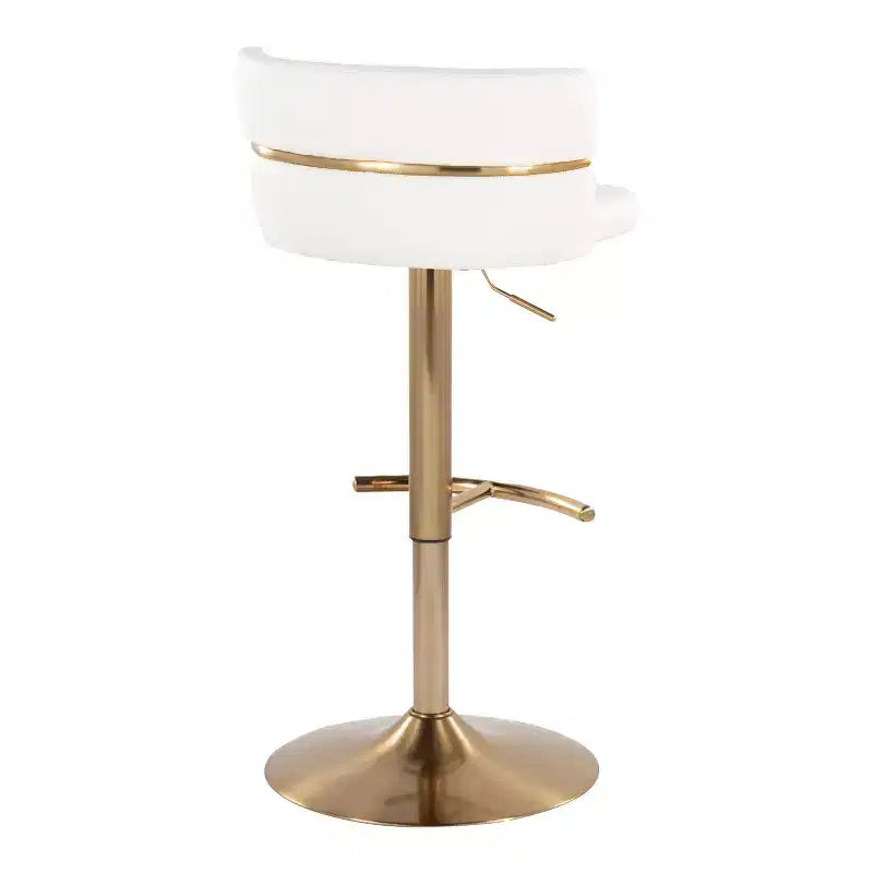 LumiSource Set di 2 sgabelli da bar regolabili Cinch Oro/PU bianco