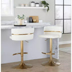 LumiSource Set di 2 sgabelli da bar regolabili Cinch Oro/PU bianco