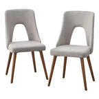 Lifestorey Set of 2 Clover Mid Century Modern Dining Chair Gray/Walnut