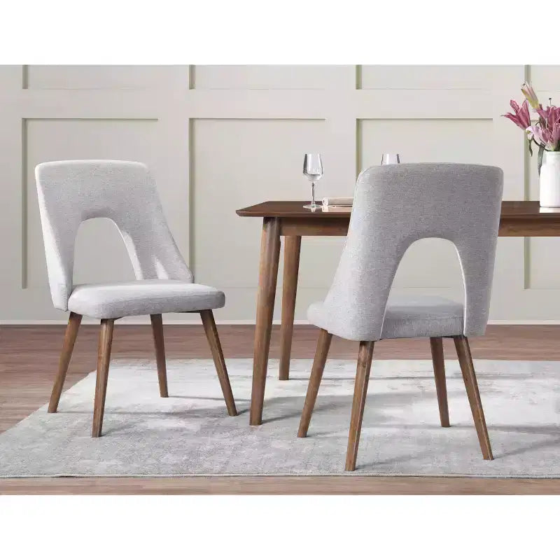 Lifestorey, set di 2 sedie da pranzo moderne di metà secolo Clover, grigio/noce