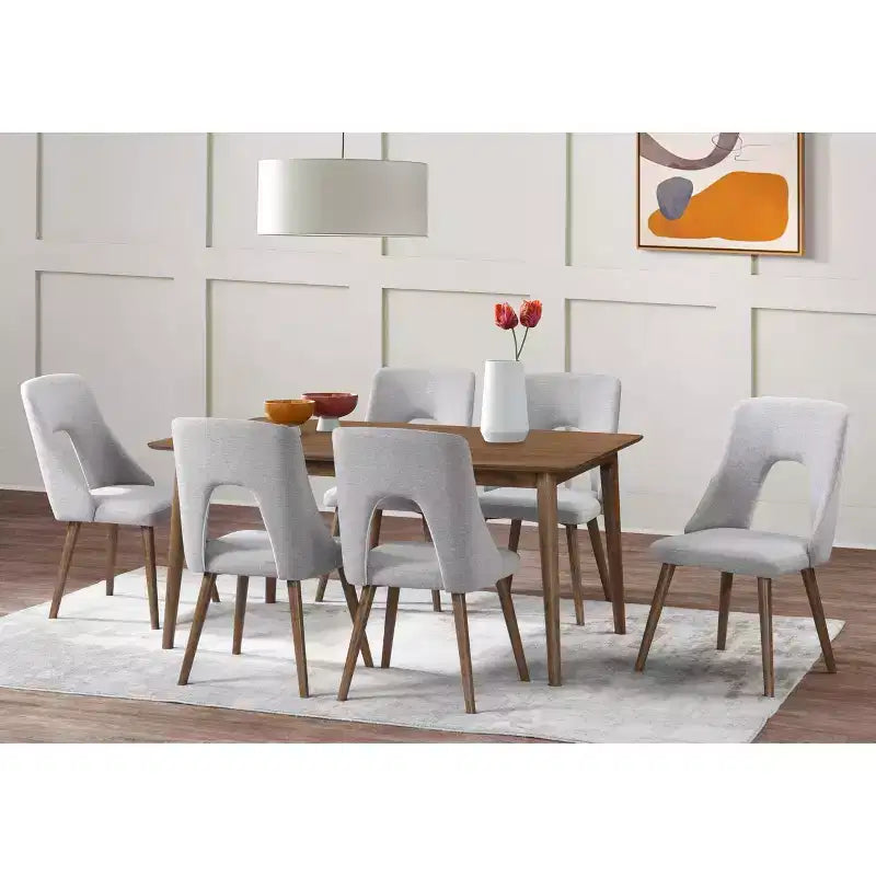Lifestorey, set di 2 sedie da pranzo moderne di metà secolo Clover, grigio/noce