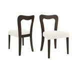 Christopher Knight Home Set of 2 Aaron Rubberwood Upholstered Dining Chairs with Curved Open Back Beige/Dark Brown