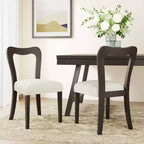 Christopher Knight Home Set di 2 sedie da pranzo Aaron in legno di gomma imbottite con schienale aperto curvo beige/marrone scuro