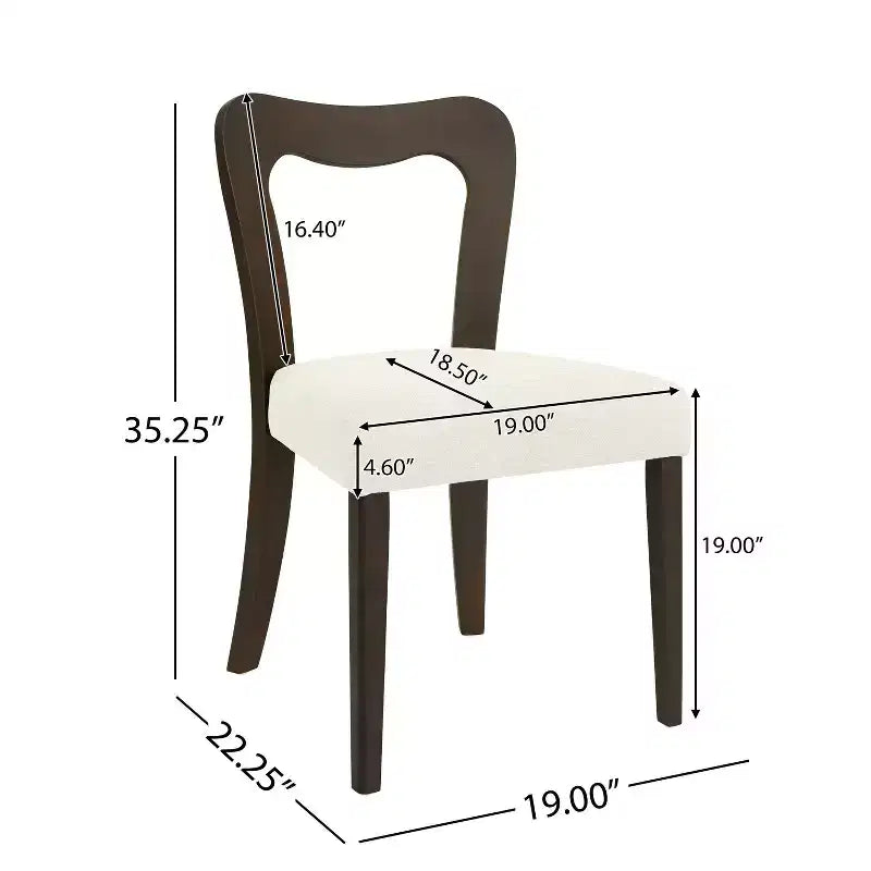 Christopher Knight Home Set di 2 sedie da pranzo Aaron in legno di gomma imbottite con schienale aperto curvo beige/marrone scuro
