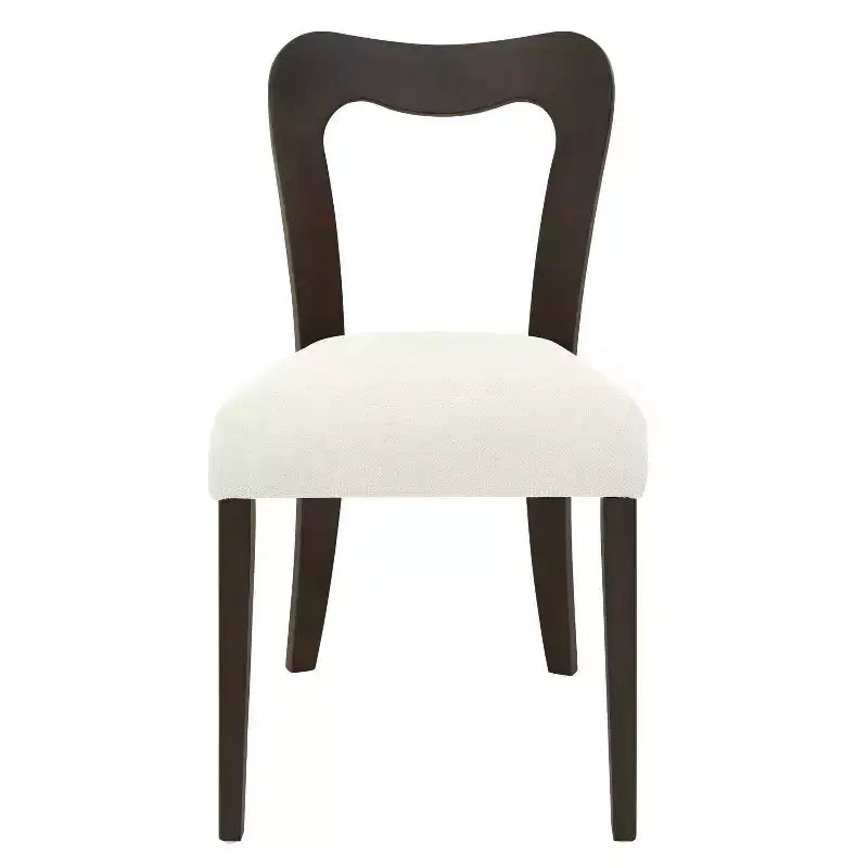 Christopher Knight Home Set di 2 sedie da pranzo Aaron in legno di gomma imbottite con schienale aperto curvo beige/marrone scuro