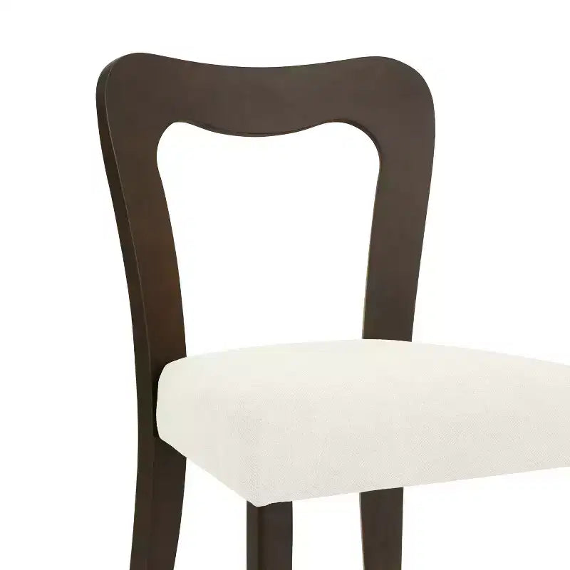 Christopher Knight Home Set di 2 sedie da pranzo Aaron in legno di gomma imbottite con schienale aperto curvo beige/marrone scuro