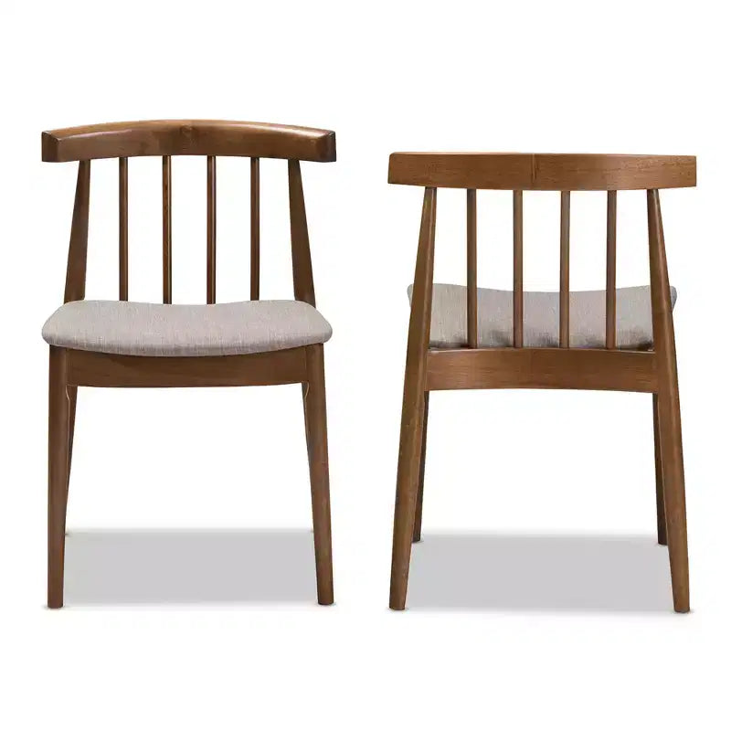 Set di 2 sedie da pranzo Wyatt Midcentury Modern in legno di noce, Beige/Marrone - Baxton Studio