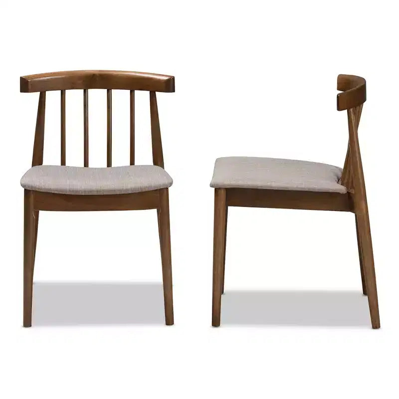 Set di 2 sedie da pranzo Wyatt Midcentury Modern in legno di noce, Beige/Marrone - Baxton Studio