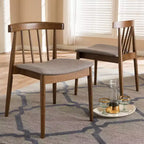 Set di 2 sedie da pranzo Wyatt Midcentury Modern in legno di noce, Beige/Marrone - Baxton Studio