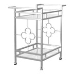 24/7 Shop At Home Buncrana Glass Top Serving Cart Chrome: Contemporary Quatrefoil, Tempered Shelves