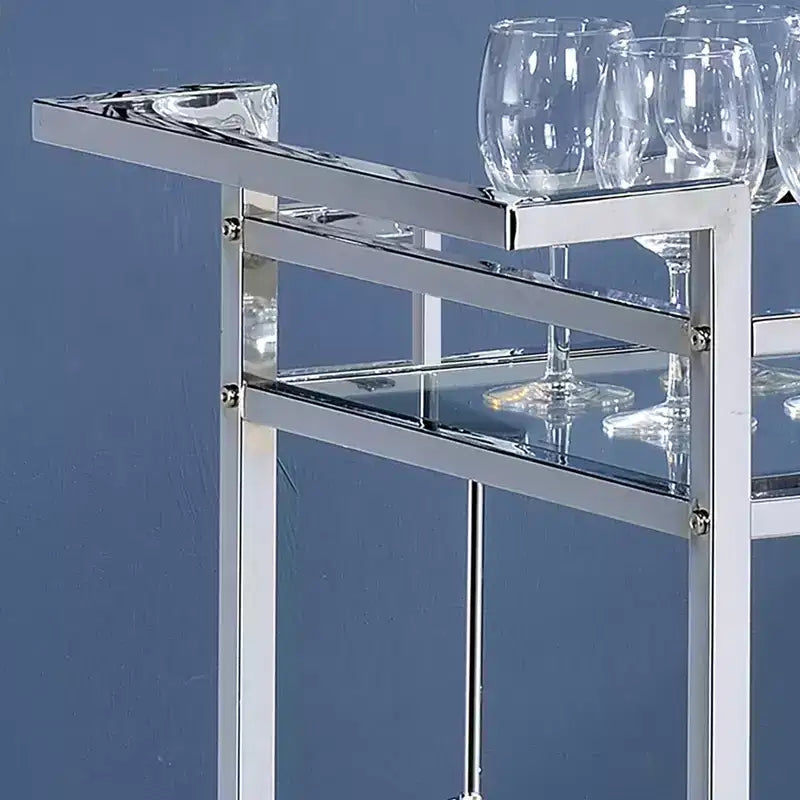 Carrello da portata Shop At Home Buncrana Glass Top 24/7 in cromo: motivo a quadrifoglio contemporaneo, ripiani in vetro temperato