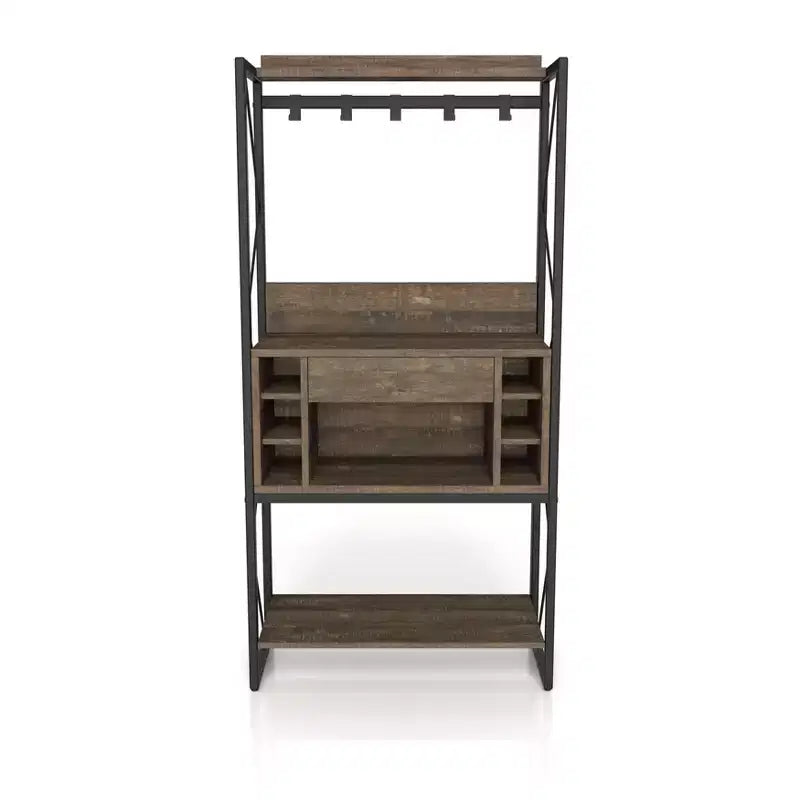 Scaffale da Panettiere Orella Rustic in Rovere Rigenerato - miBasics: Stile Industriale, 3 Ripiani Fissi, Struttura in Metallo, 170 cm H
