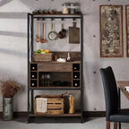 Scaffale da Panettiere Orella Rustic in Rovere Rigenerato - miBasics: Stile Industriale, 3 Ripiani Fissi, Struttura in Metallo, 170 cm H