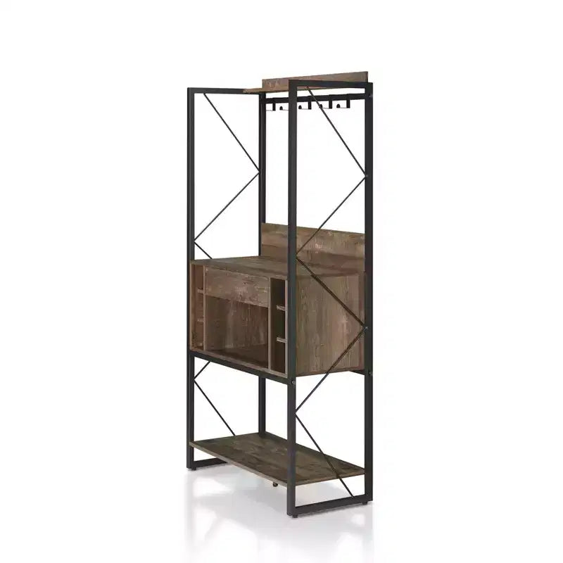 Scaffale da Panettiere Orella Rustic in Rovere Rigenerato - miBasics: Stile Industriale, 3 Ripiani Fissi, Struttura in Metallo, 170 cm H