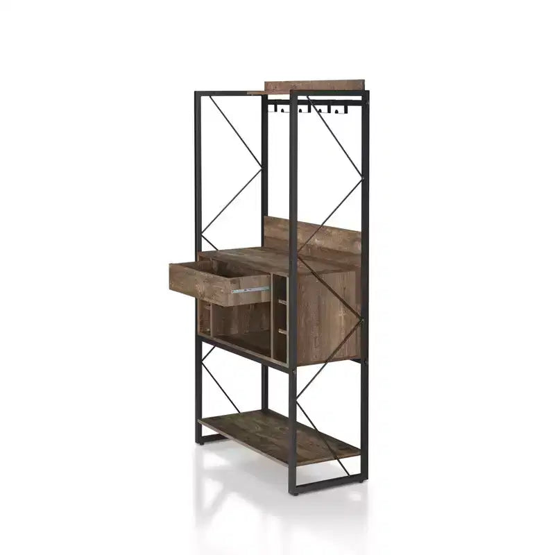 Scaffale da Panettiere Orella Rustic in Rovere Rigenerato - miBasics: Stile Industriale, 3 Ripiani Fissi, Struttura in Metallo, 170 cm H