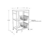 Carrello da cucina piccolo mobile Tamarind in metallo bianco: piano in MDF, 2 cestelli, rotelle bloccabili - Linon