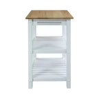 Sunrise Kitchen Island with Harvest Hardwood Top White/Natural - Flora Home: Sliding Drawer, Towel Rack, 2 Shelves