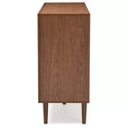 Harlow Mid-Century Modern Scandinavian Style Wood 6 Drawer Storage Dresser White/Walnut - Baxton Studio: Rubberwood Legs, Splayed Design