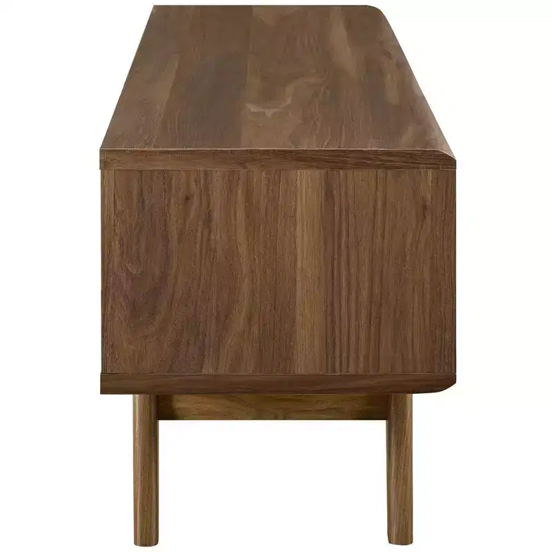 Mobile TV Render per TV fino a 55": Console multimediale Mid-Century per TV da 55", Venatura noce, Ante scorrevoli - Modway