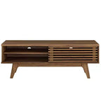 Mobile TV Render per TV fino a 55": Console multimediale Mid-Century per TV da 55", Venatura noce, Ante scorrevoli - Modway