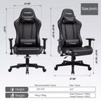 GTRACING Gaming Chair with Bluetooth Speakers High Back PU Office Chair Black