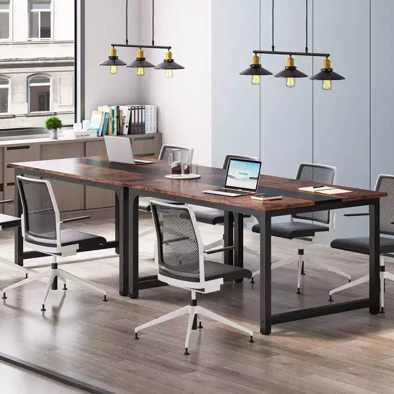 LITTLE TREE 63" Modern Executive Office Desk Brown/Black