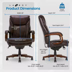 Sedia direzionale Big & Tall Coffee - La-Z-Boy: ComfortCore Plus, memory foam, ergonomica, portata 158 kg