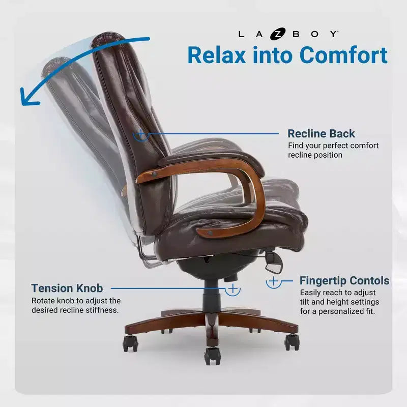 Sedia direzionale Big & Tall Coffee - La-Z-Boy: ComfortCore Plus, memory foam, ergonomica, portata 158 kg