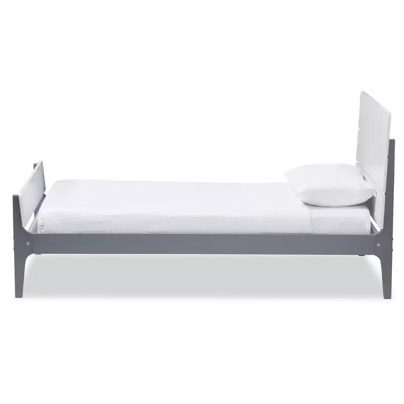 Letto a piattaforma Twin Nereida Modern Classic Mission Style in Legno Rifinito Bianco/Grigio - Baxton Studio