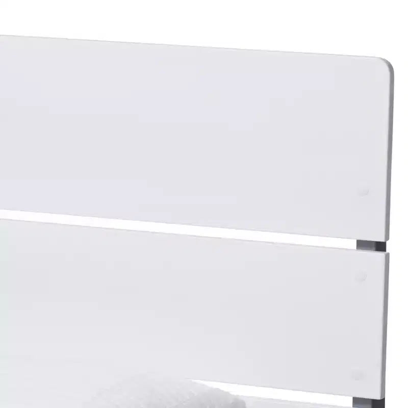 Letto a piattaforma Twin Nereida Modern Classic Mission Style in Legno Rifinito Bianco/Grigio - Baxton Studio