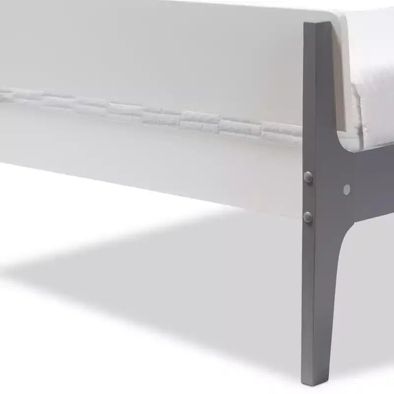 Letto a piattaforma Twin Nereida Modern Classic Mission Style in Legno Rifinito Bianco/Grigio - Baxton Studio
