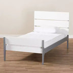 Letto a piattaforma Twin Nereida Modern Classic Mission Style in Legno Rifinito Bianco/Grigio - Baxton Studio
