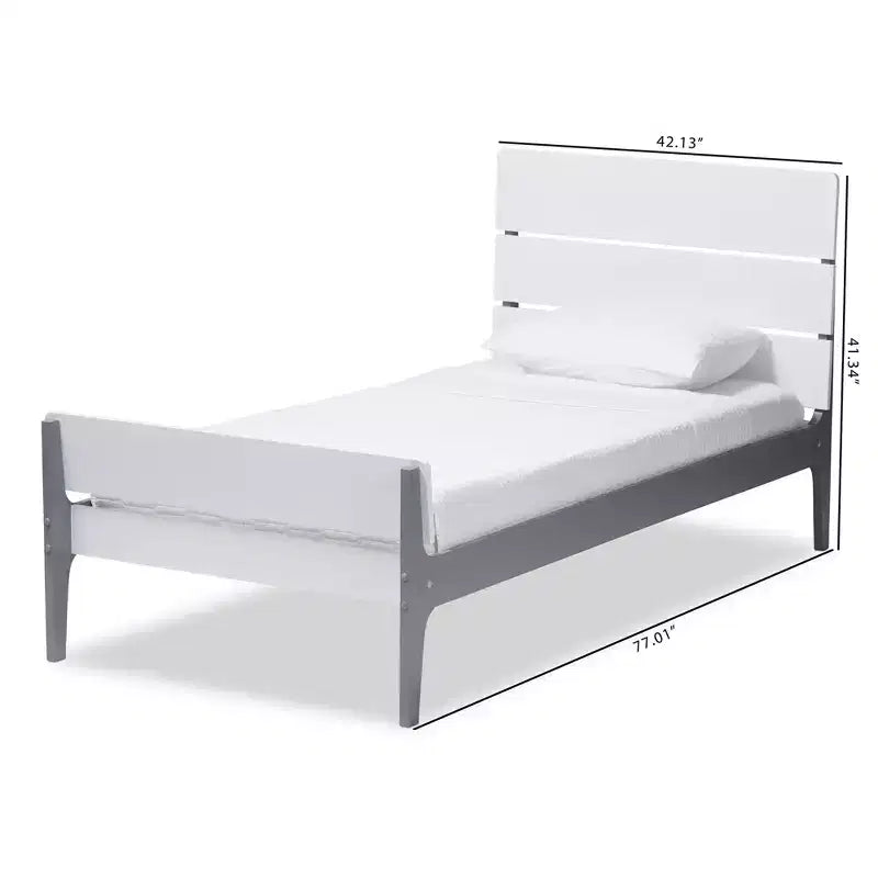 Letto a piattaforma Twin Nereida Modern Classic Mission Style in Legno Rifinito Bianco/Grigio - Baxton Studio