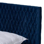Letto Queen Frida Blu Navy - Baxton Studio: Design Metà Secolo, Gambe Affusolate, Rivestimento in Velluto