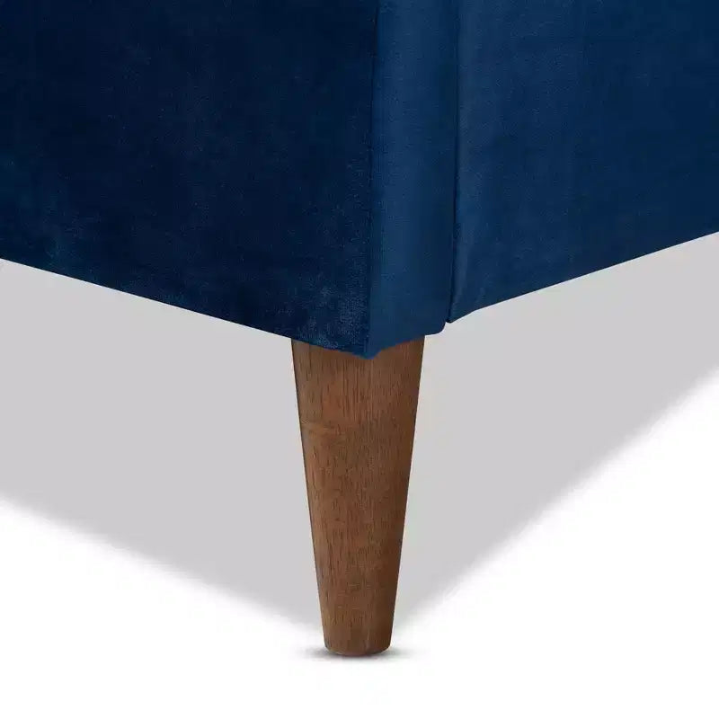 Letto Queen Frida Blu Navy - Baxton Studio: Design Metà Secolo, Gambe Affusolate, Rivestimento in Velluto