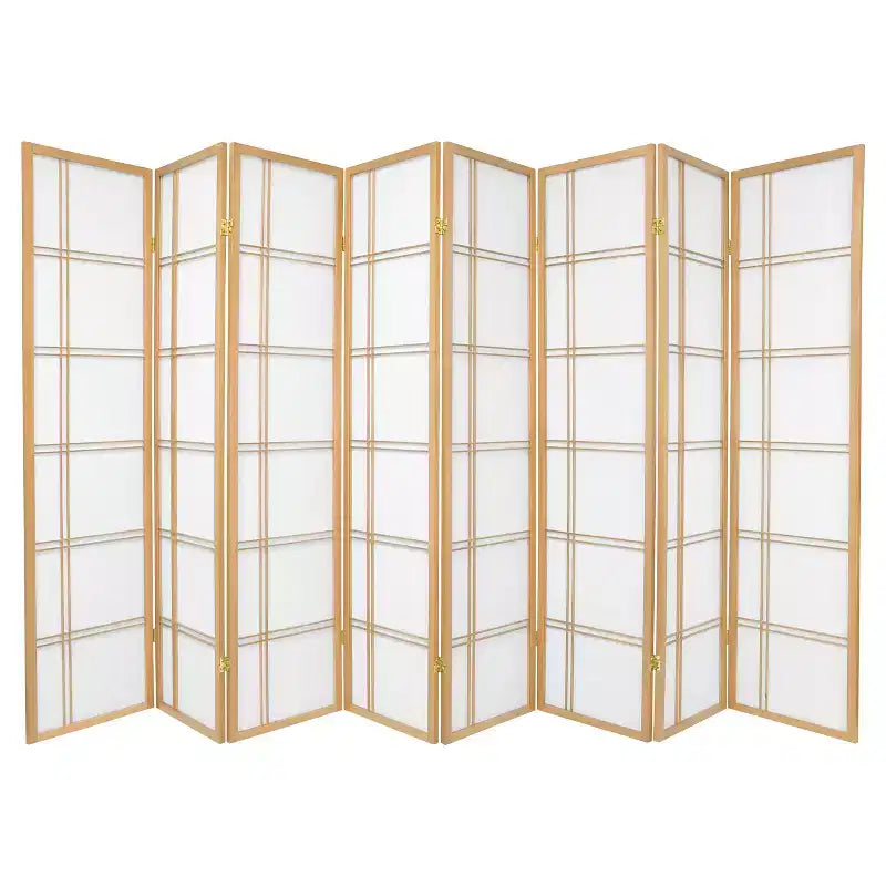6 ft. Tall Double Cross Shoji Screen - Natural (8 Panels)