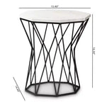 Tavolino Venedict con Struttura in Metallo e Piano in Marmo Nero - Baxton Studio: Tavolino Rettangolare per Soggiorno, Nessun Montaggio Richiesto