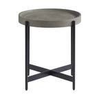 20" Brookline Round Wood with Concrete Coating End Table Concrete Gray - Alaterre Furniture: Chic Tray Top, Sturdy X-Frame