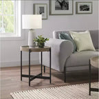 20" Brookline Round Wood with Concrete Coating End Table Concrete Gray - Alaterre Furniture: Chic Tray Top, Sturdy X-Frame